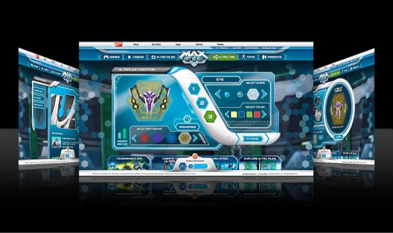 Max Steel site screens with an interactive Ultralink creator